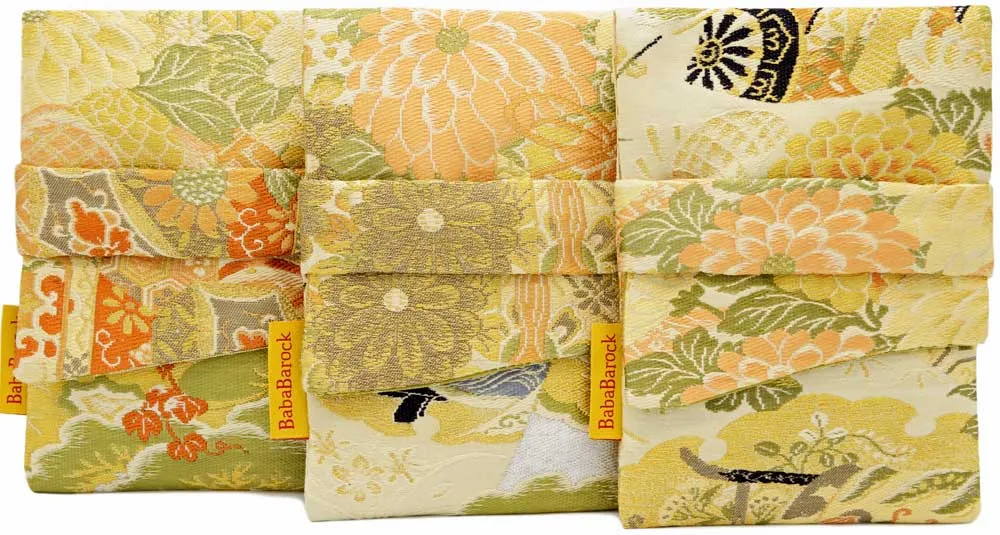 Flower Gardens - Japanese vintage silk foldover pouch