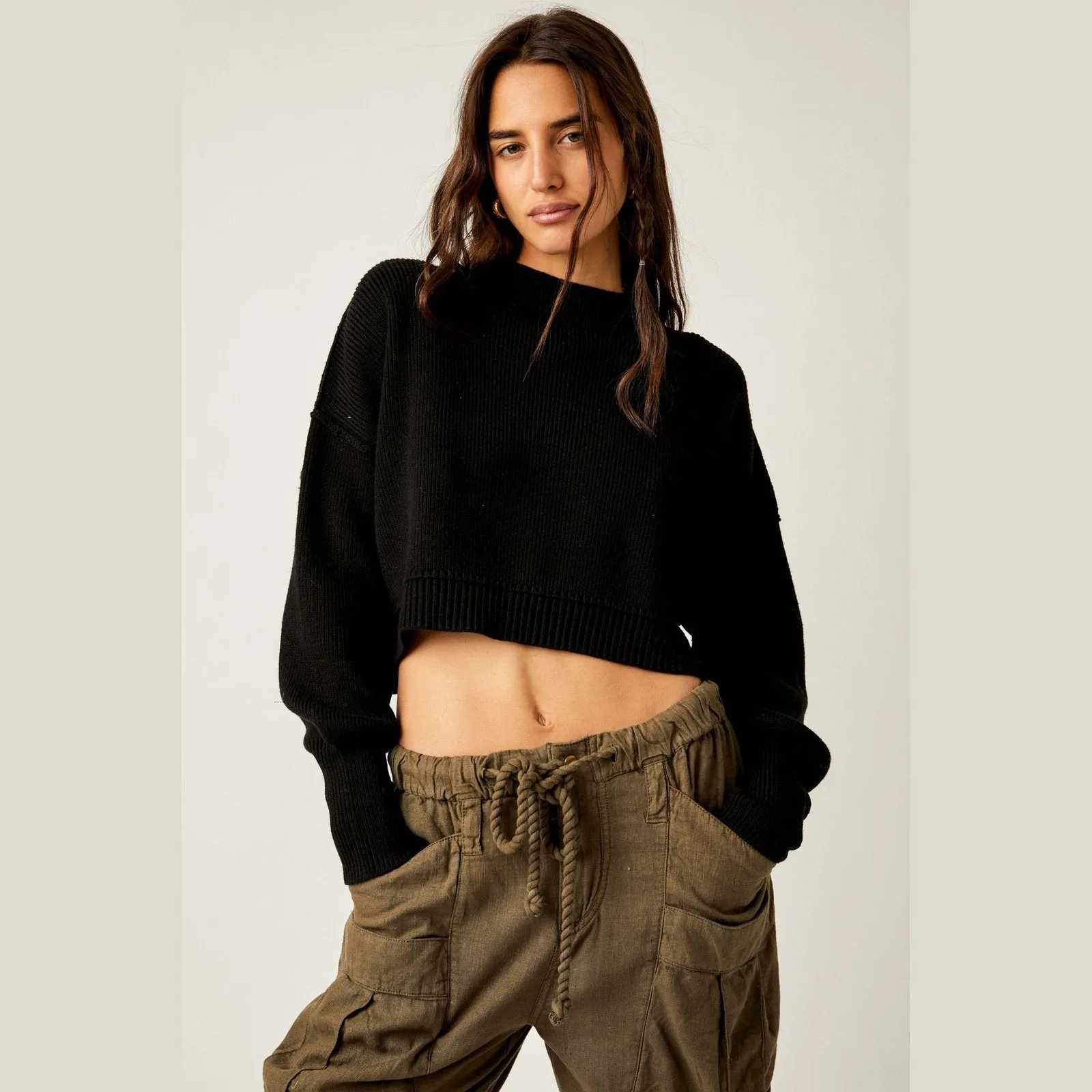 Free People Easy Street Crop Pullover