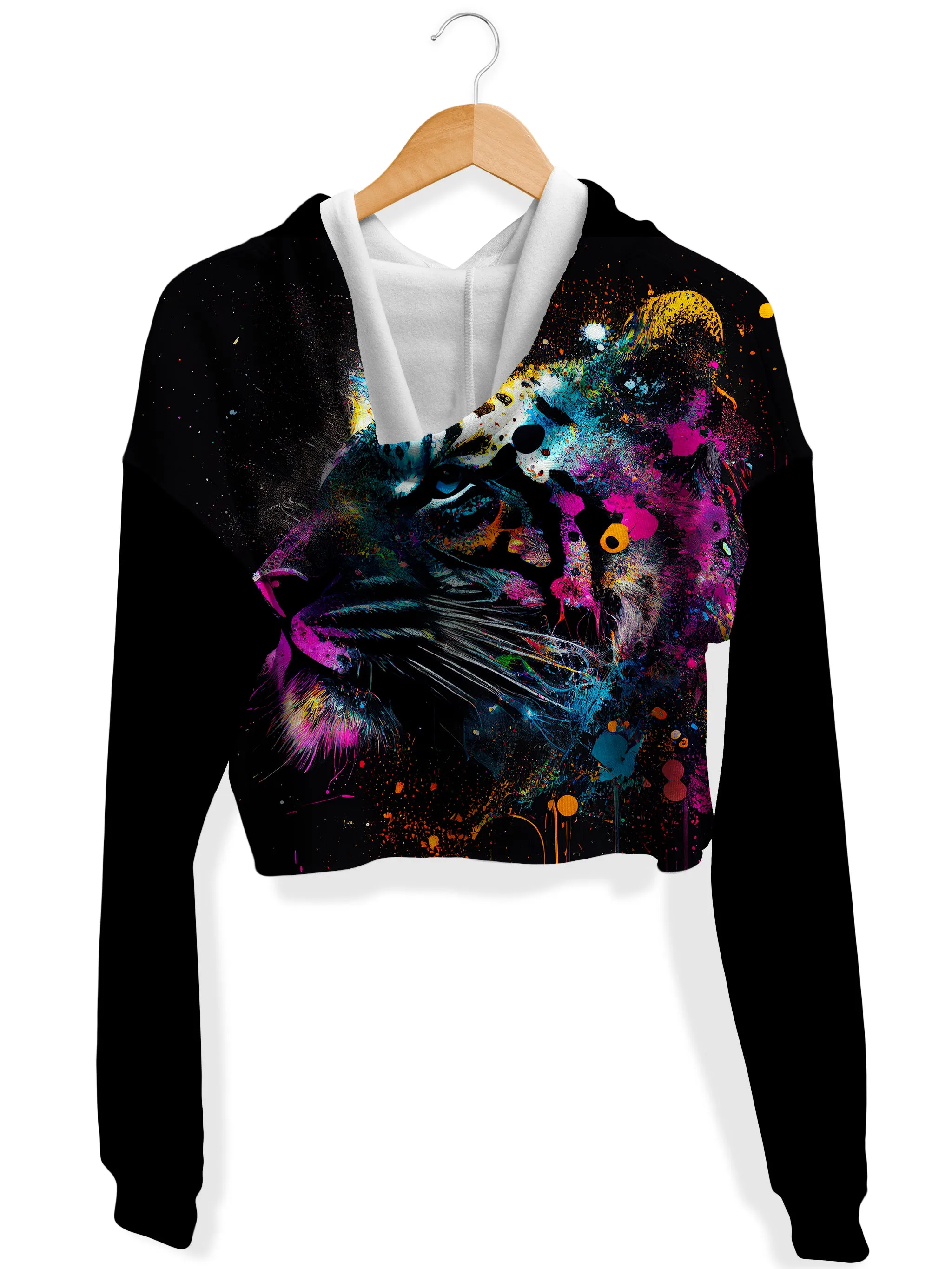 Galactic Tiger Fleece Crop Hoodie