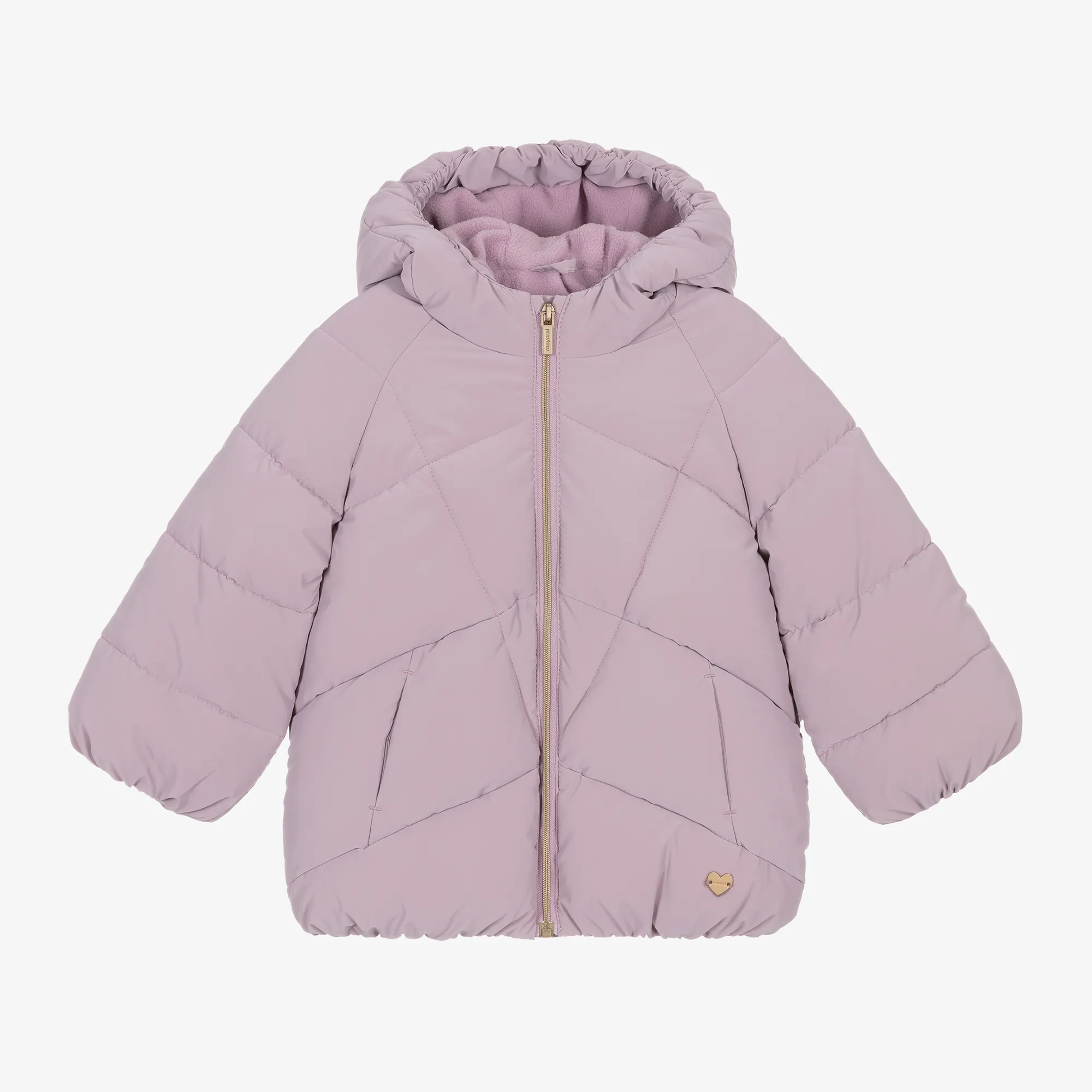 Girls Lilac Purple Hooded Puffer Coat