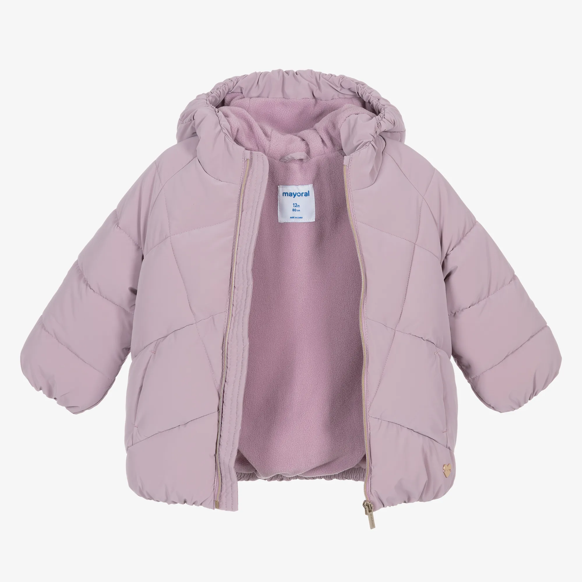 Girls Lilac Purple Hooded Puffer Coat