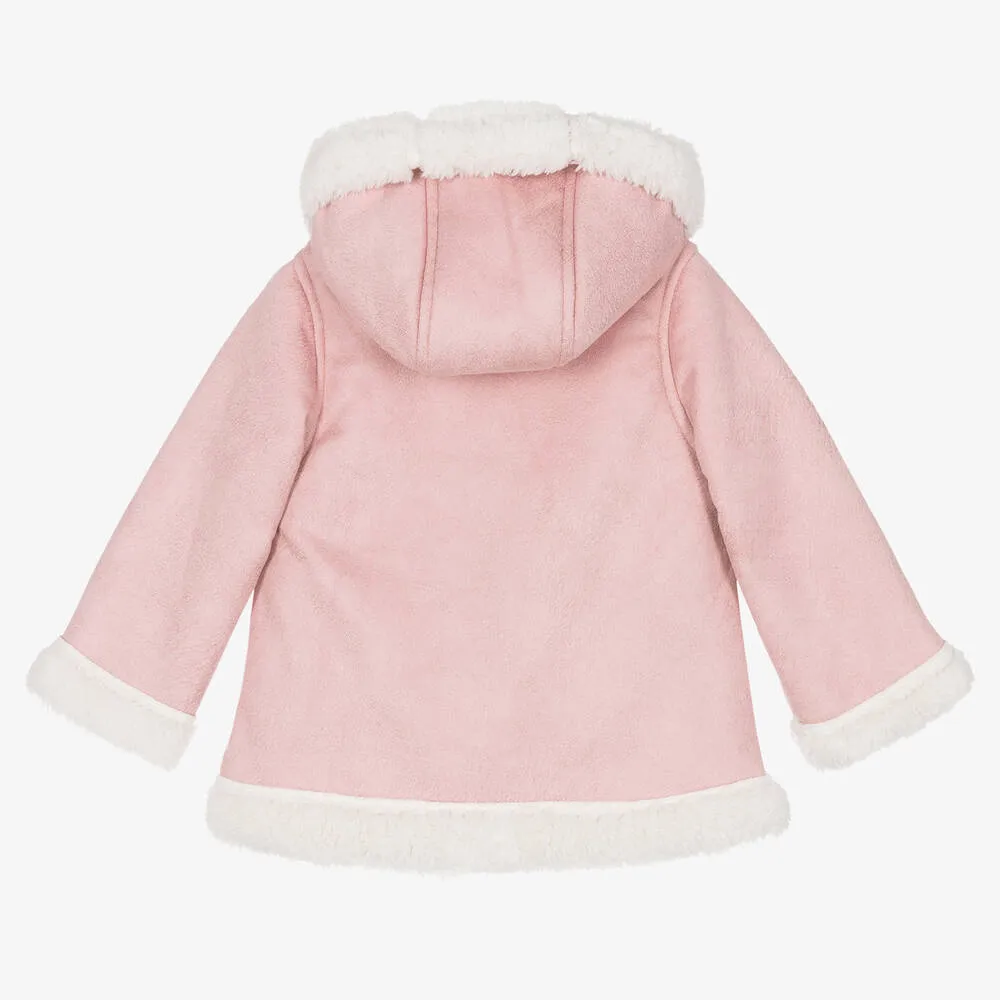 Girls Pink Faux Suede Coat