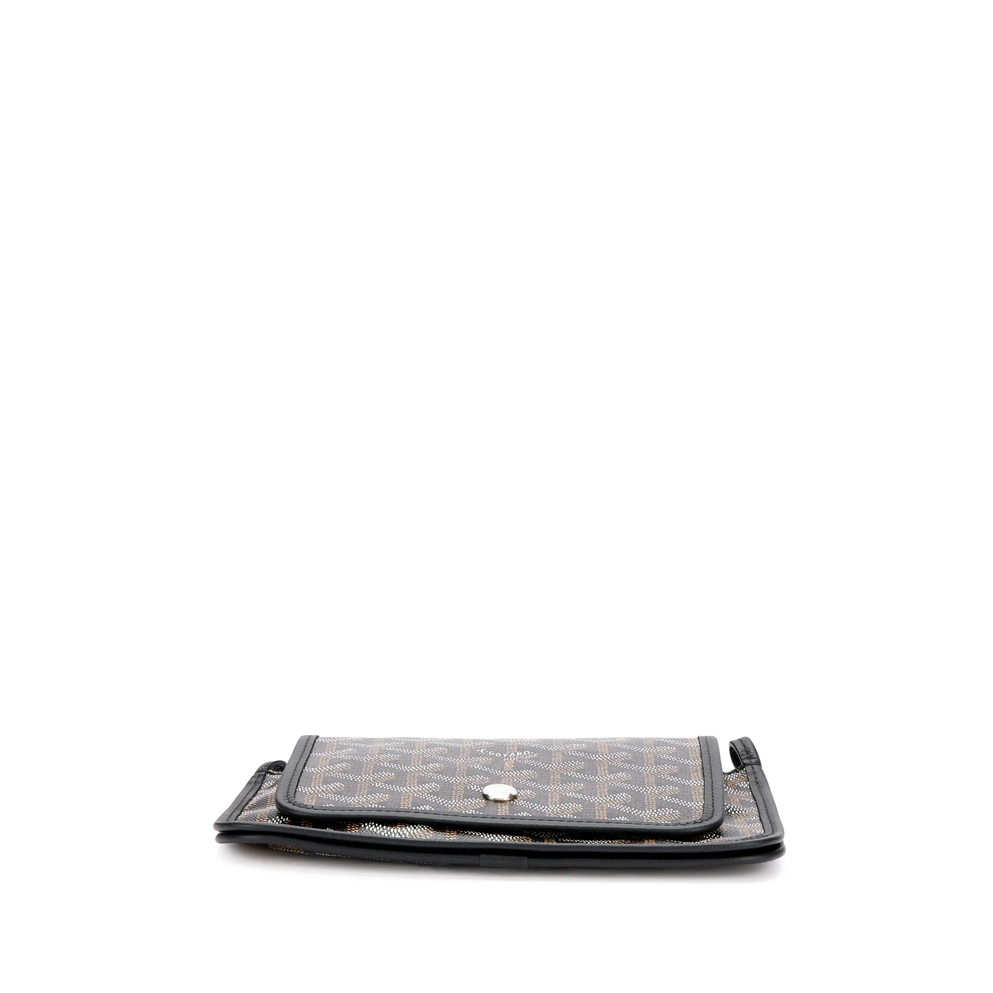 Goyard Black Goyardine Canvas and Chevroches Calfskin Plumet Pocket Wallet