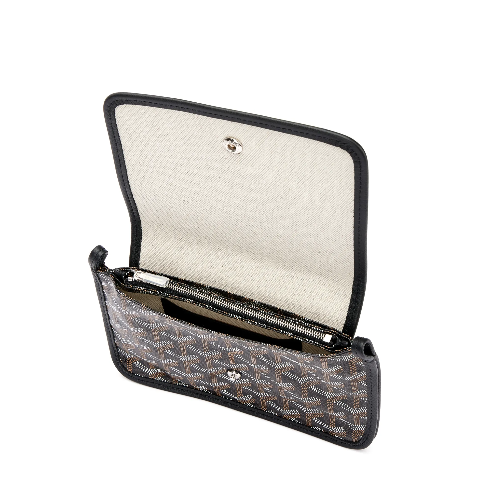 Goyard Black Goyardine Canvas and Chevroches Calfskin Plumet Pocket Wallet