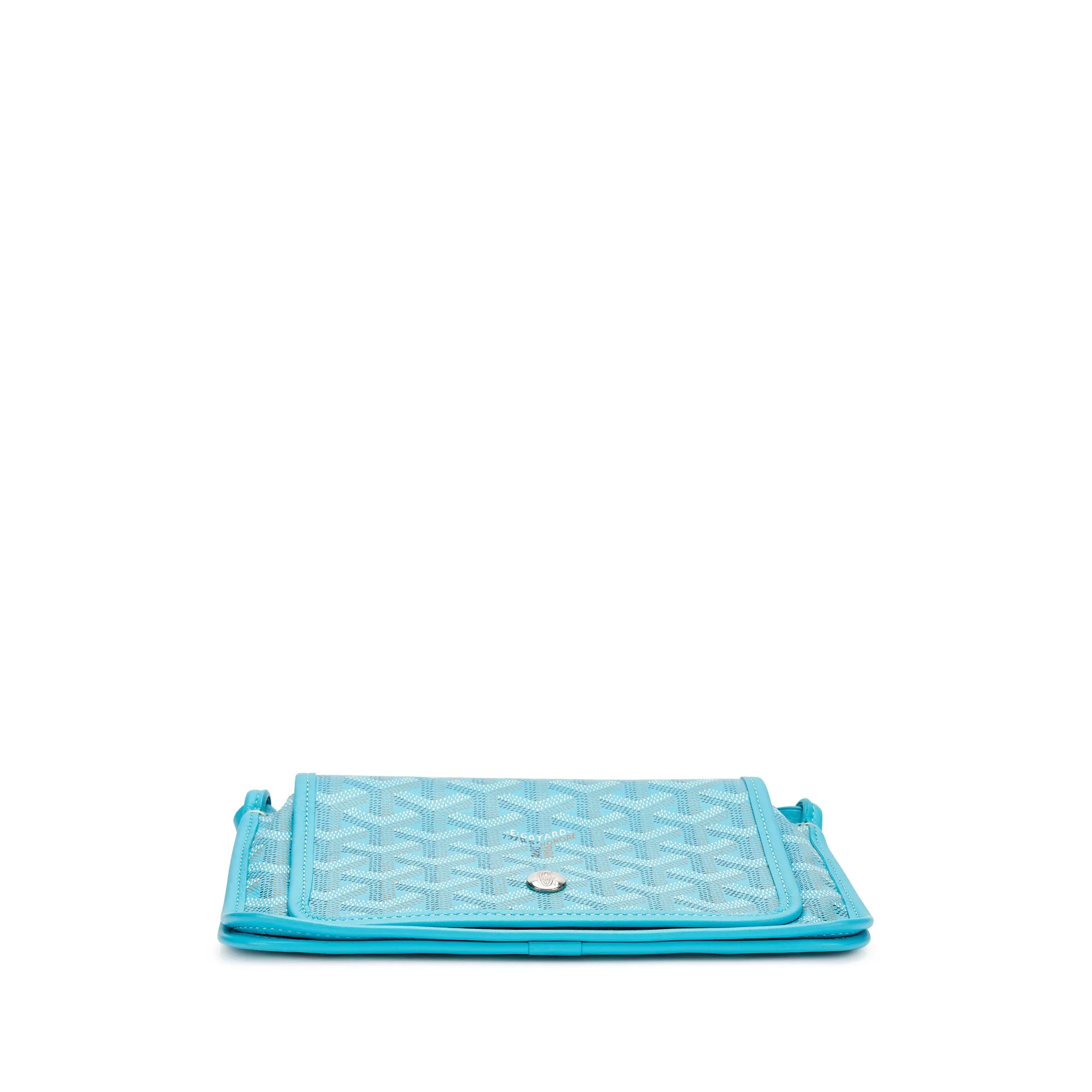 Goyard Blue Turquoise Goyardine Canvas and Chevroches Calfskin Plumet Pocket Wallet