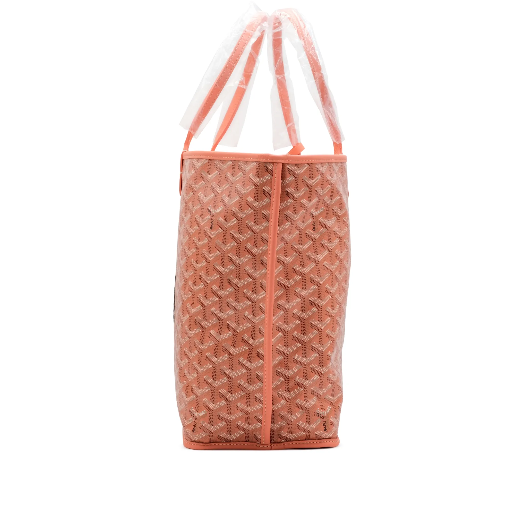 Goyard Coral Goyardine Canvas and Chevroches Calfskin Seahorse Embroidery Anjou PM Tote