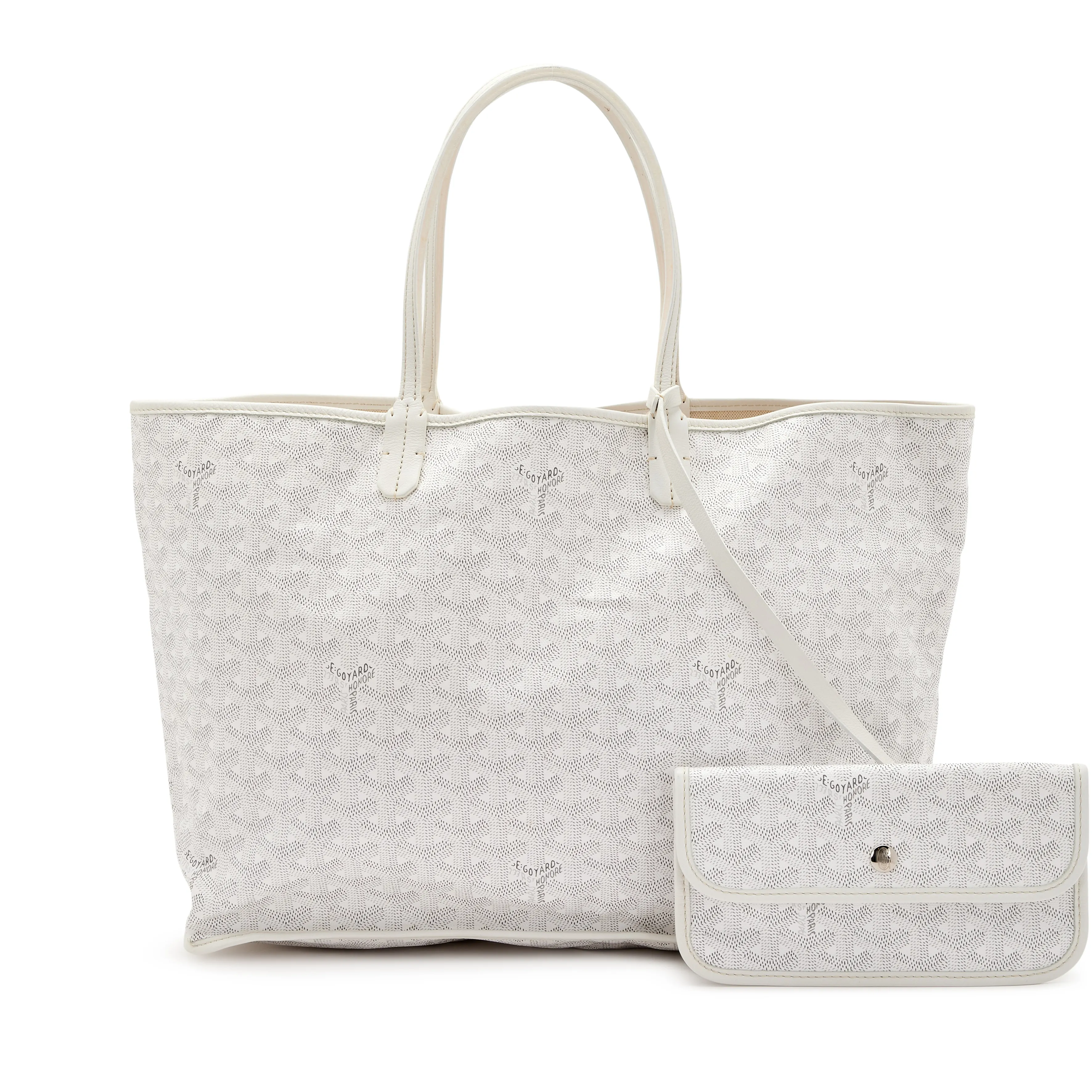 Goyard Ivory and Grey Goyardine Canvas and Chevroches Calfskin Saint Louis PM Tote, 2017