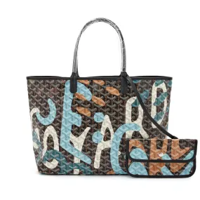 Goyard Limited Edition Blue Lettres Camouflage Goyardine Coated Canvas Saint Louis PM Tote, 2023