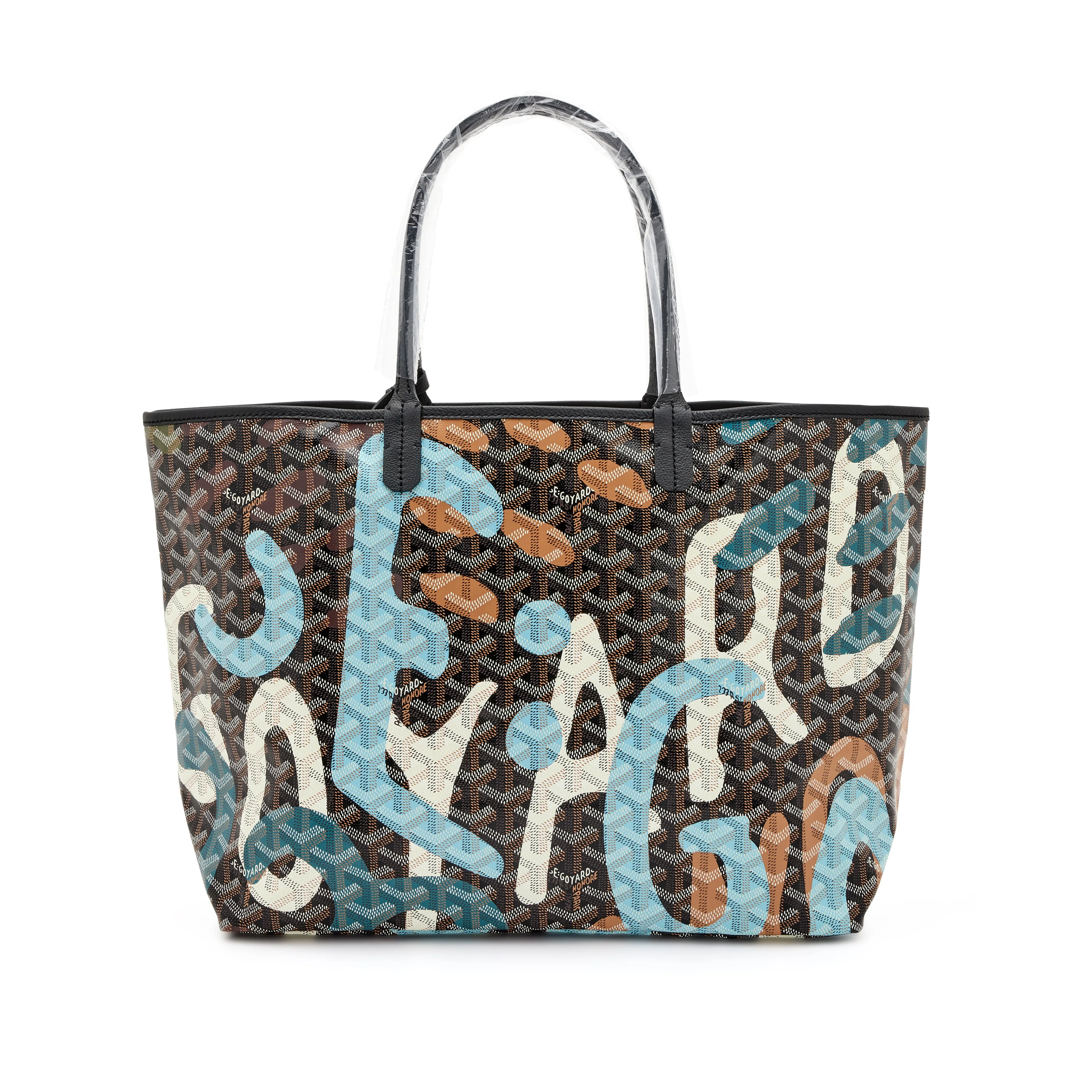 Goyard Limited Edition Blue Lettres Camouflage Goyardine Coated Canvas Saint Louis PM Tote, 2023