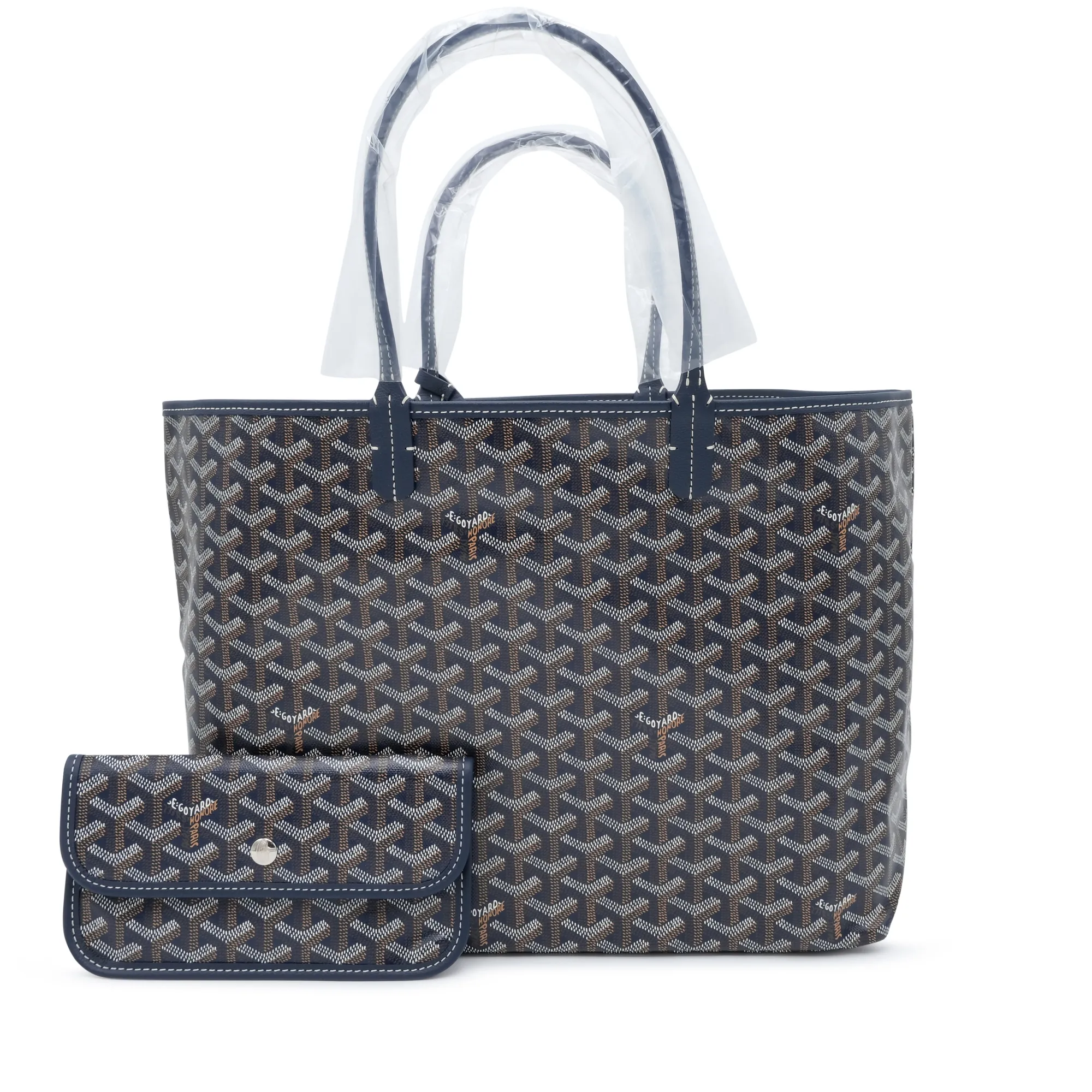 Goyard Navy Blue Goyardine Canvas and Chevroches Calfskin Saint Louis PM Tote