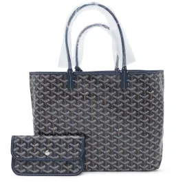 Goyard Navy Blue Goyardine Canvas and Chevroches Calfskin Saint Louis PM Tote