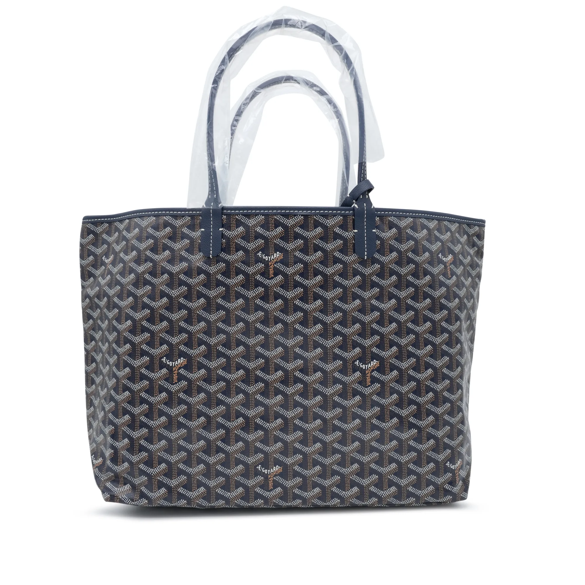 Goyard Navy Blue Goyardine Canvas and Chevroches Calfskin Saint Louis PM Tote