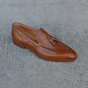 Gravati Bari Soft Calfskin Tassel Loafer in Tan