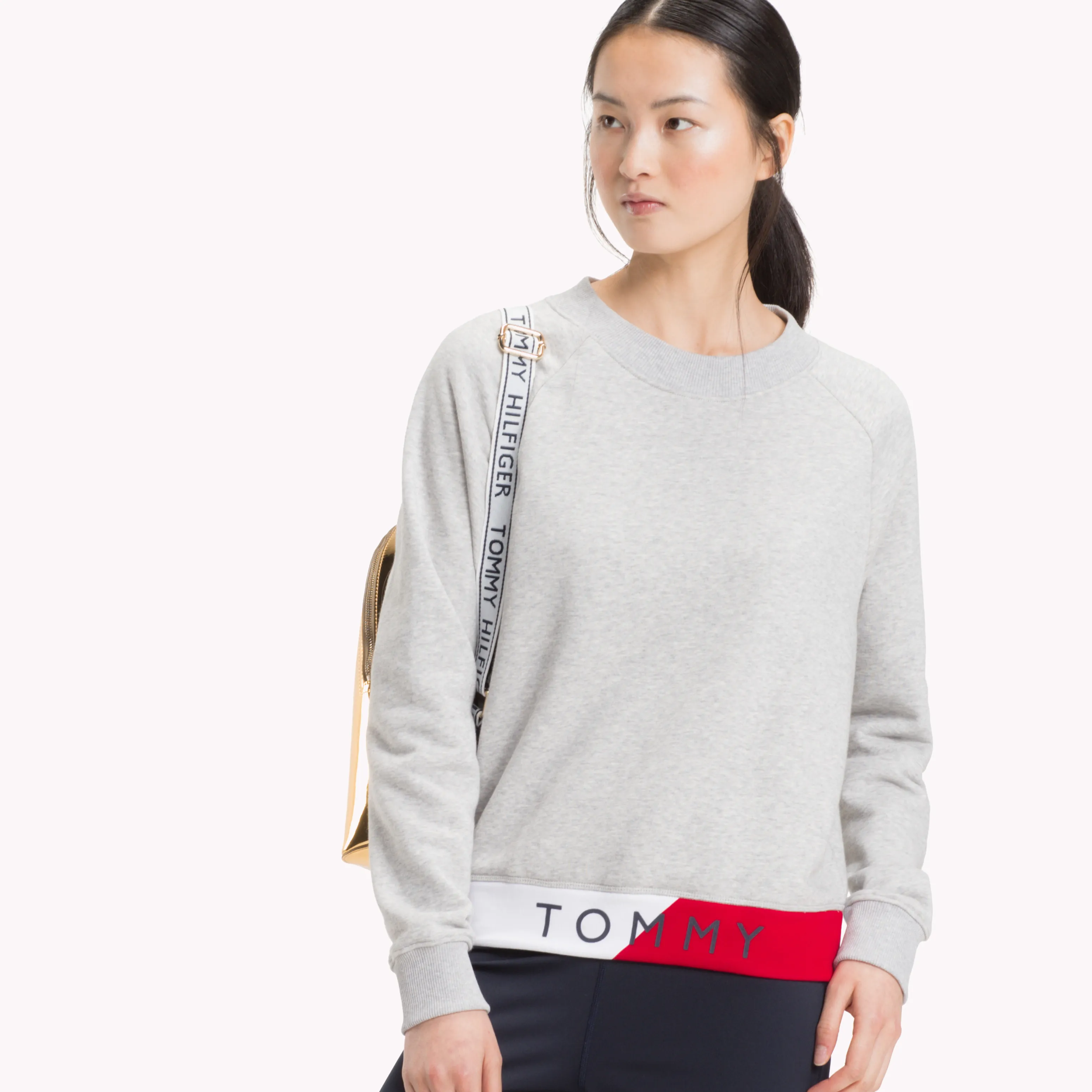 Grey Colour Block Crew Neck Logo Jumper | Sweatshirts & Hoodies | Tommy Hilfiger