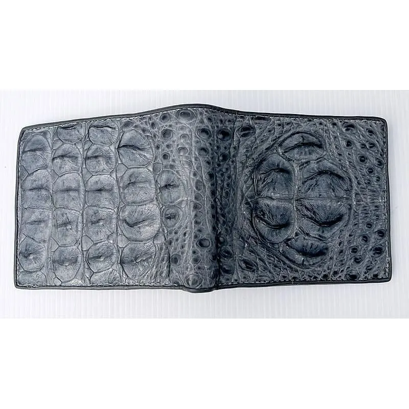 Grey Crocodile Hornback Skin Leather Wallet