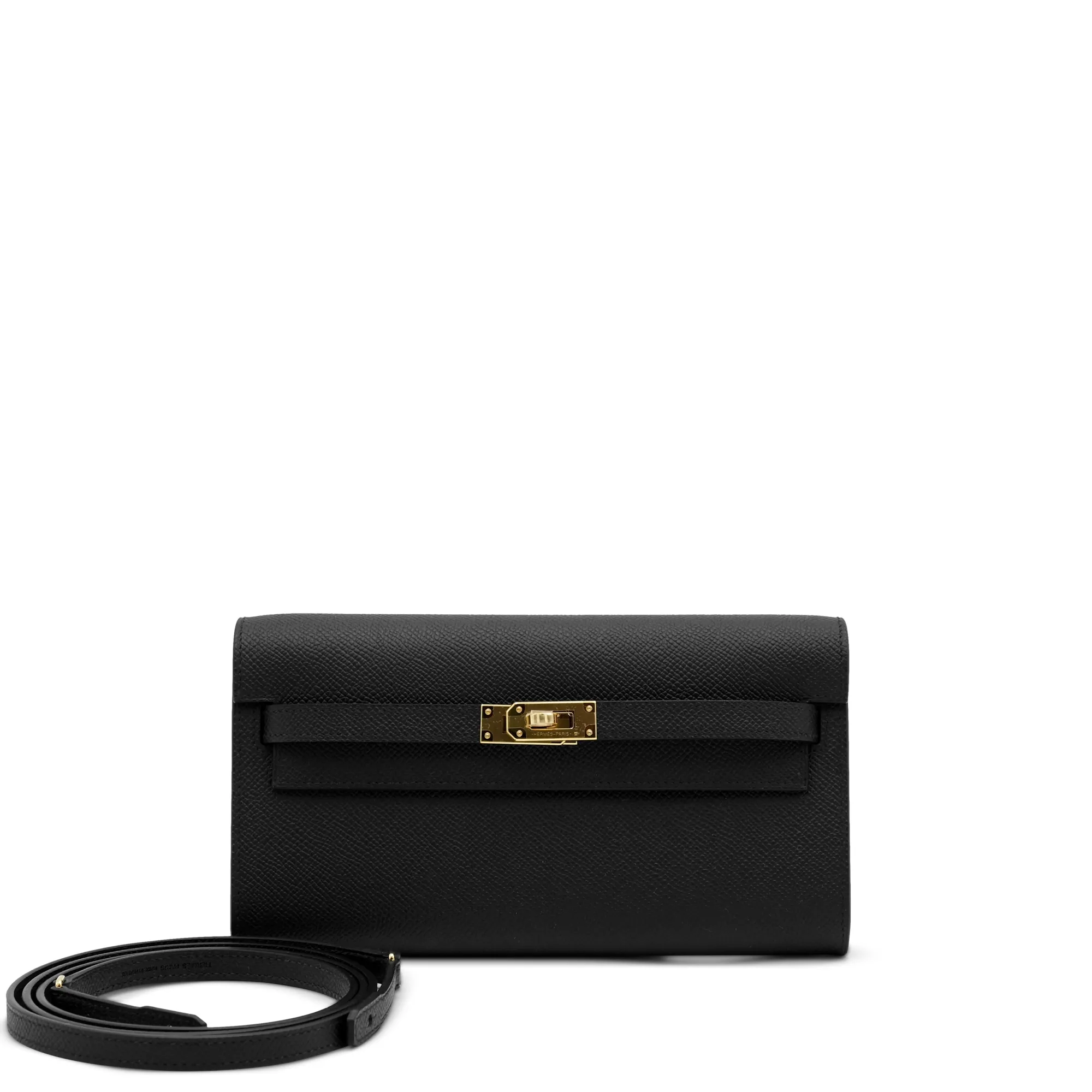 Hermès Black Epsom Kelly-To-Go Wallet Gold Hardware, 2023