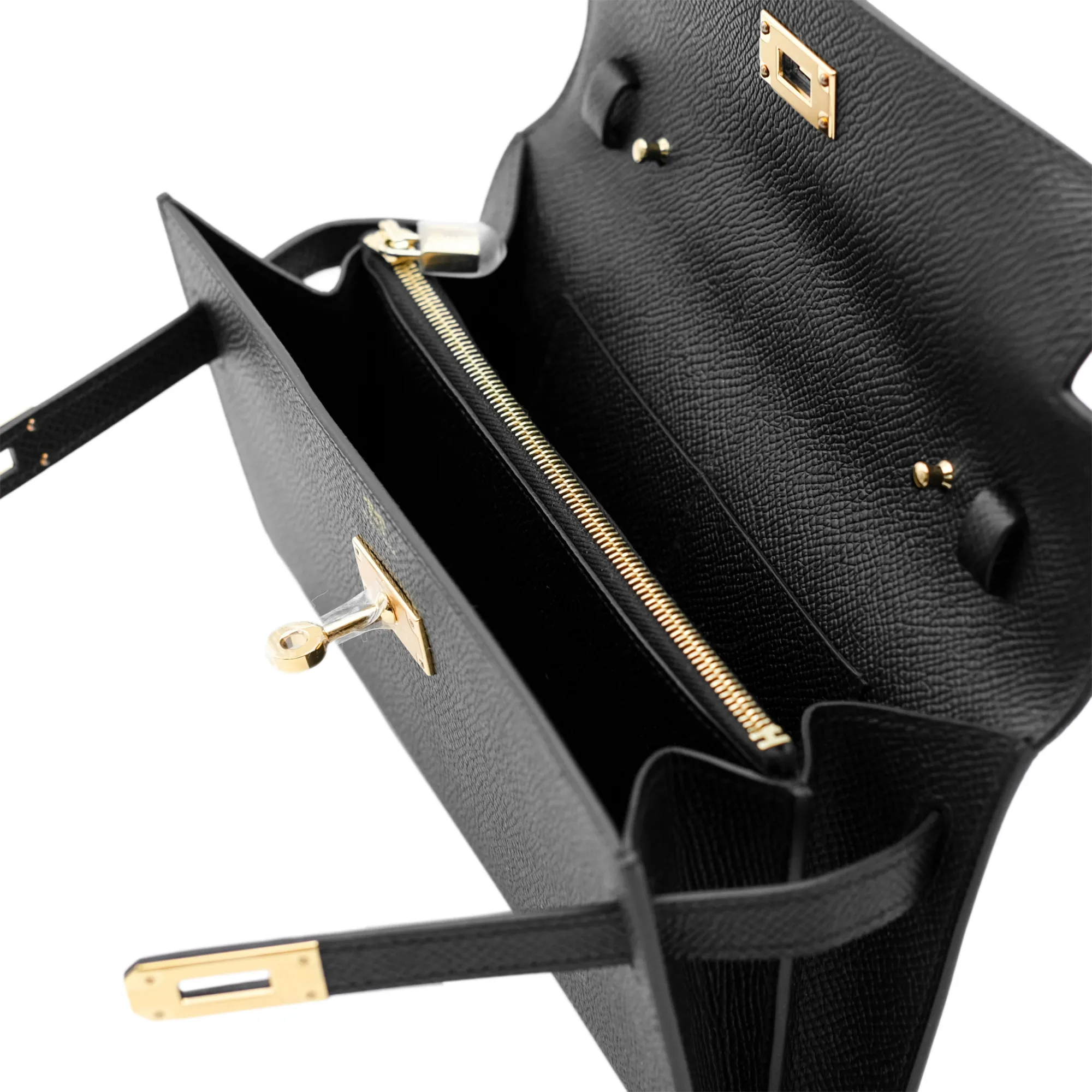 Hermès Black Epsom Kelly-To-Go Wallet Gold Hardware, 2023