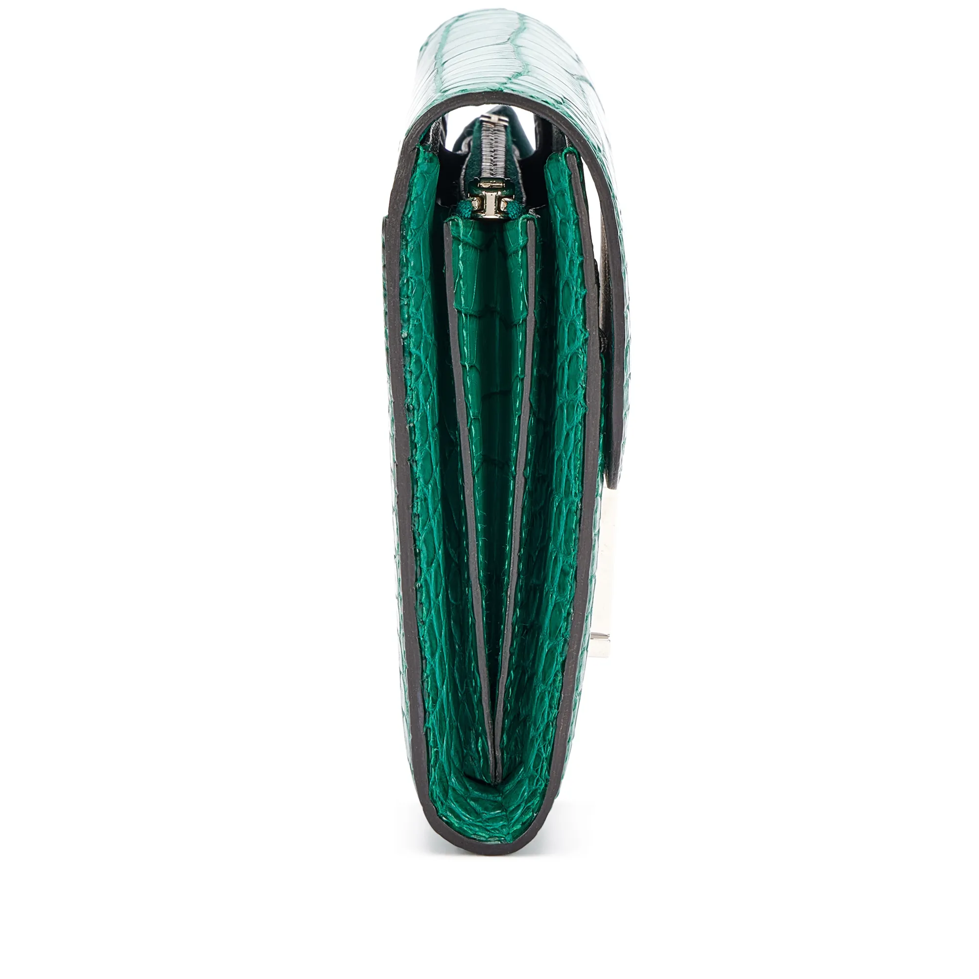 Hermès Malachite Matte Alligator Constance Short Wallet Palladium Hardware, 2013