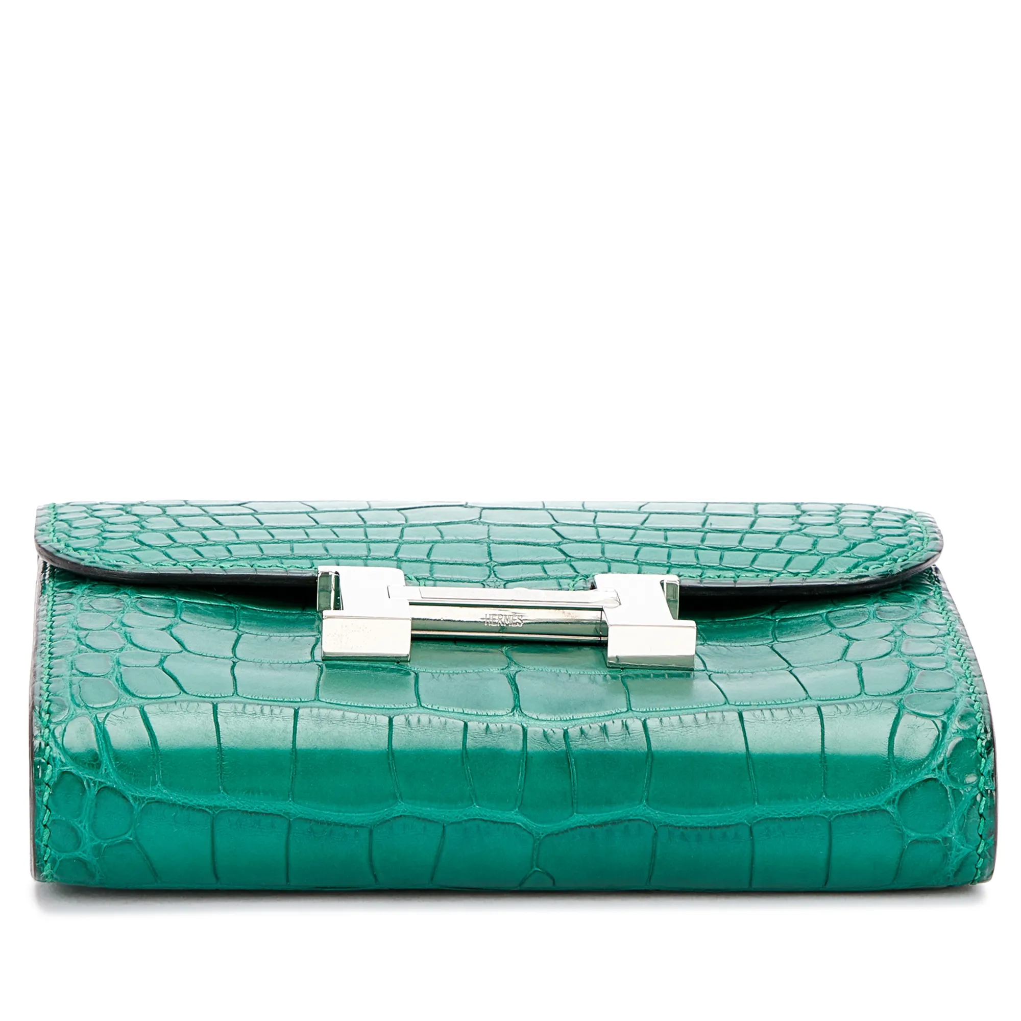 Hermès Malachite Matte Alligator Constance Short Wallet Palladium Hardware, 2013