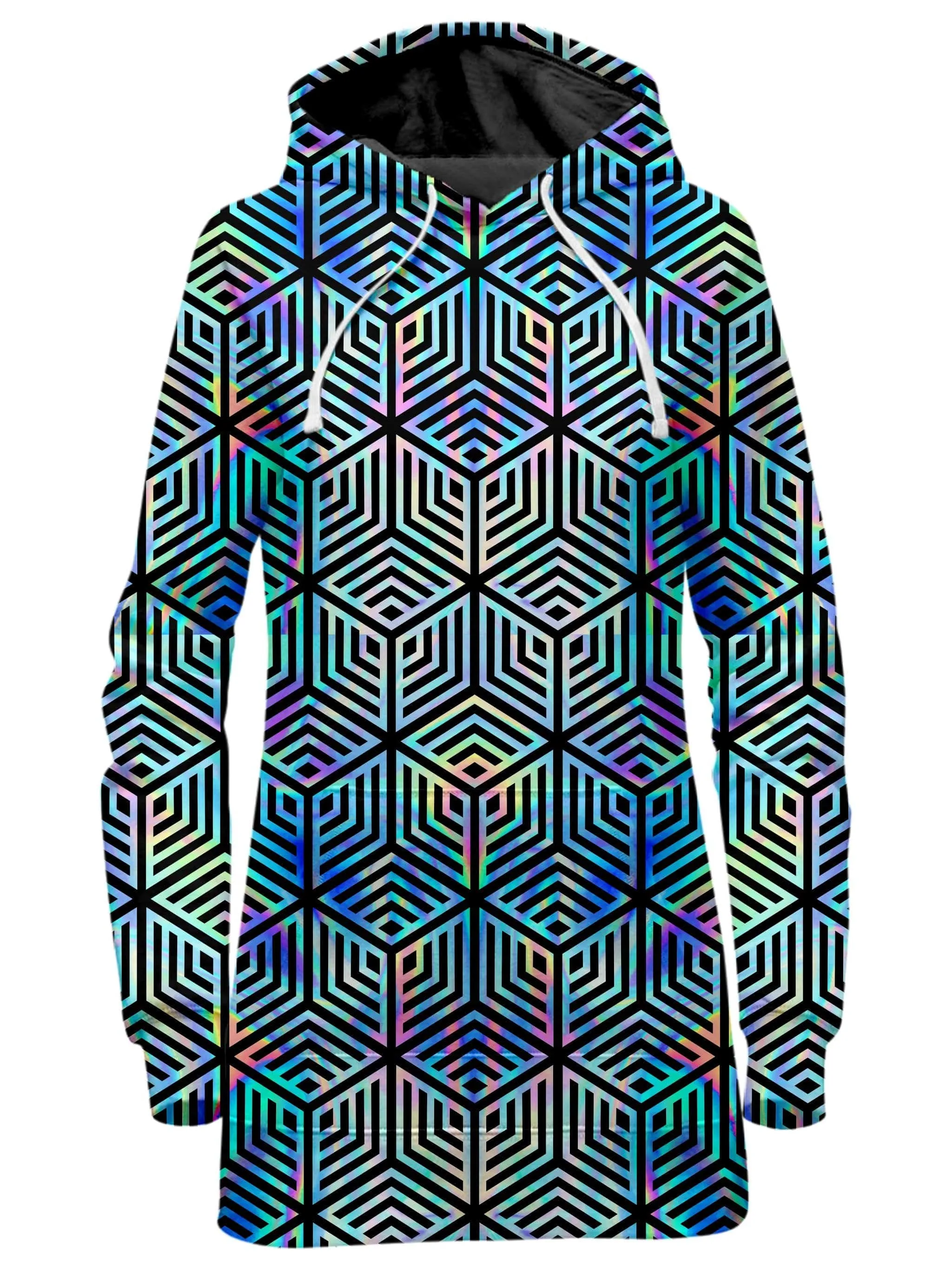 Holographic Hexagon Hoodie Dress and Leggings with PM 2.5 Face Mask Combo