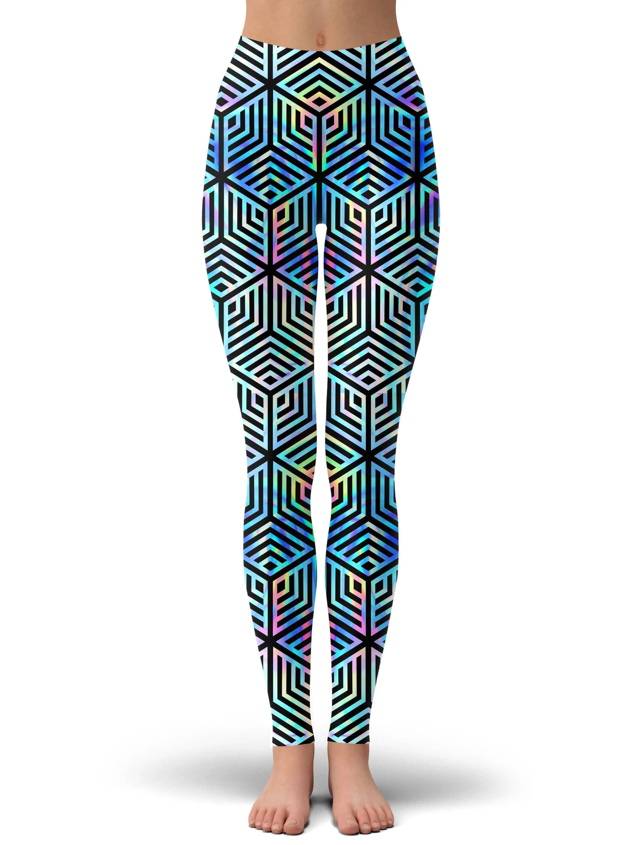 Holographic Hexagon Hoodie Dress and Leggings with PM 2.5 Face Mask Combo