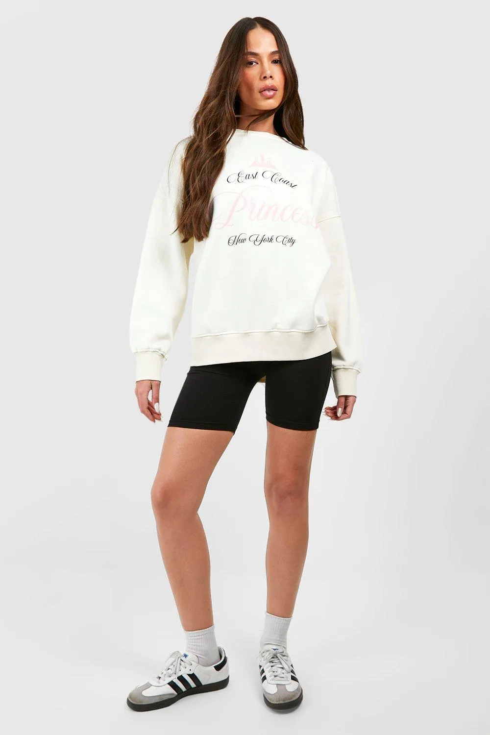 Hoodies & Sweatshirts | New York East Coast Princess Slogan Oversized Sweatshirt | boohoo