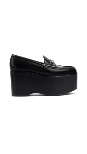 Horsebit Platform Loafer - Black