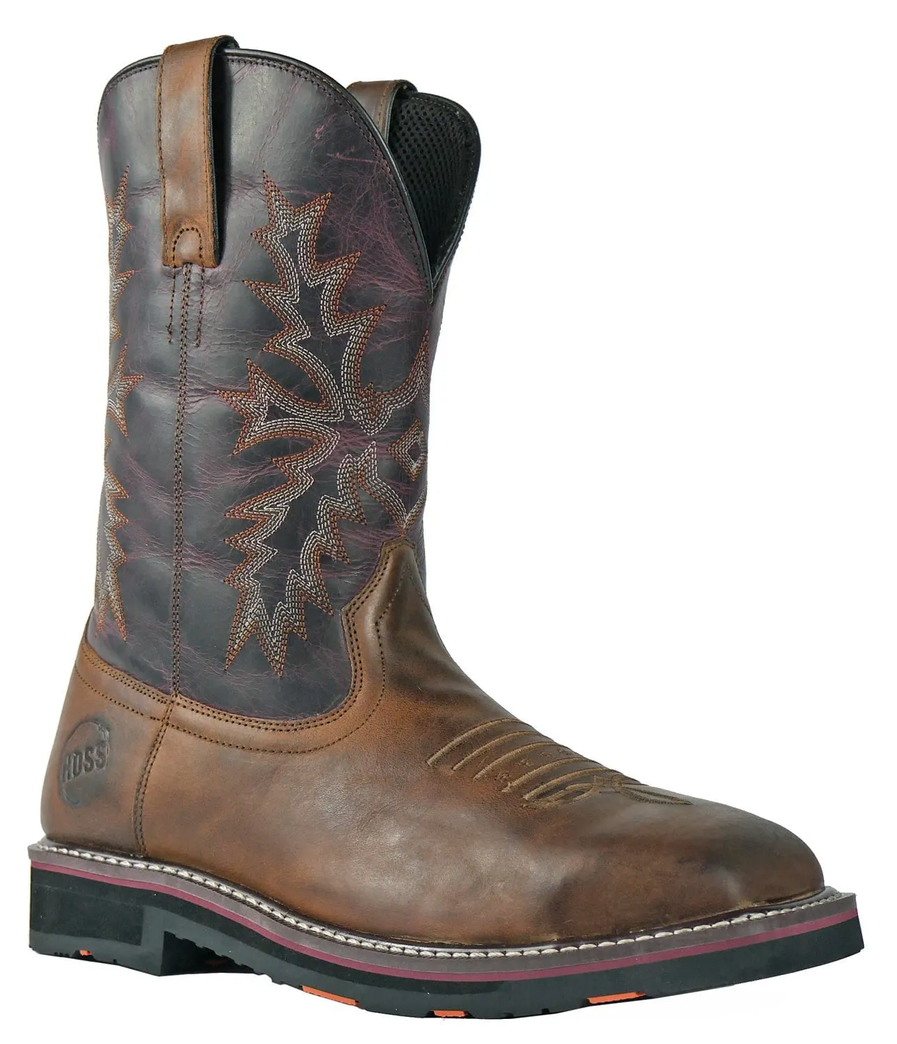 Hoss Boots Mens Hunch Burgundy Leather Full-Grain Work Boots