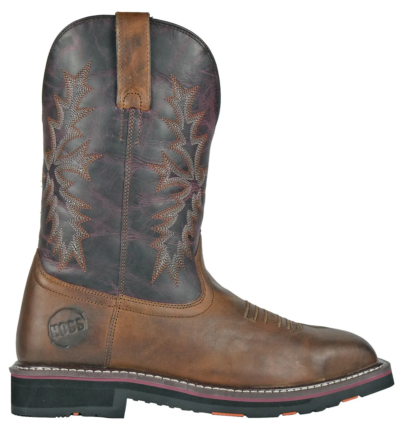 Hoss Boots Mens Hunch Burgundy Leather Full-Grain Work Boots