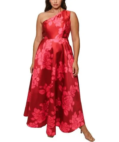 Hutch Plus Size Cassandra One Shoulder Floral Long Dress