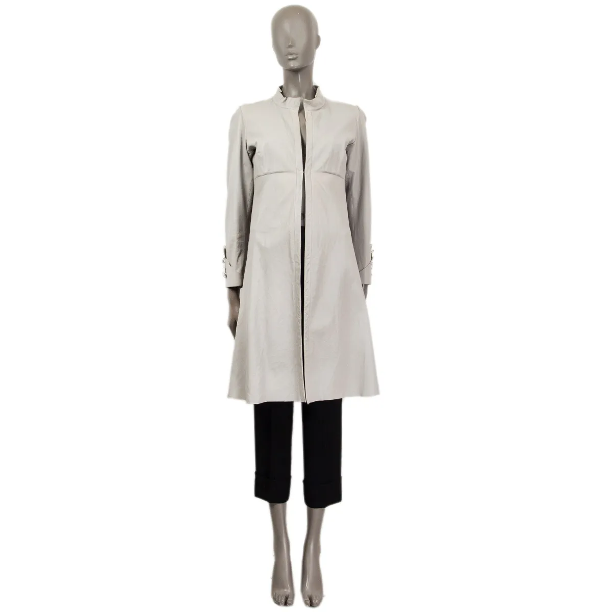 Jil Sander Leather Coat Light-Gray 