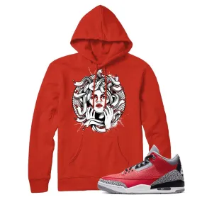 Jordan 3 Red Cement Medusa Hoodie