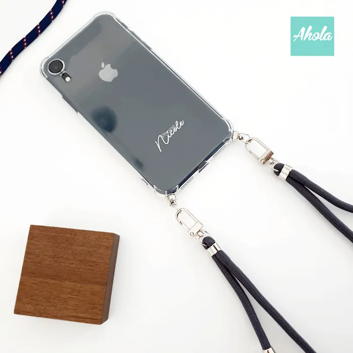 【Kelce】Crossbody Adjustable Lanyard TPU Transparent Phone Case 自定名字掛頸透明電話軟殼