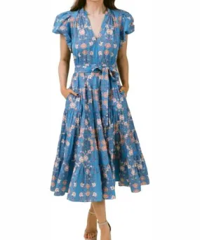 LAROQUE Daphne Dress In Indigo Floral