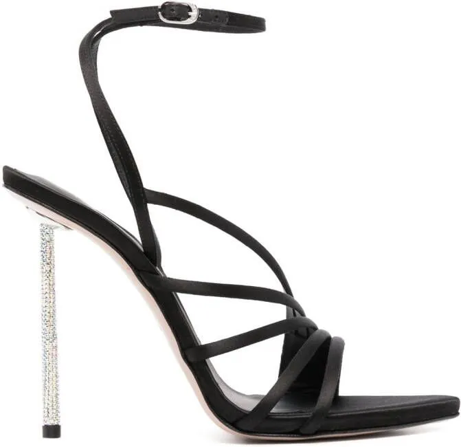 Le Silla 115mm glittered satin sandals Black