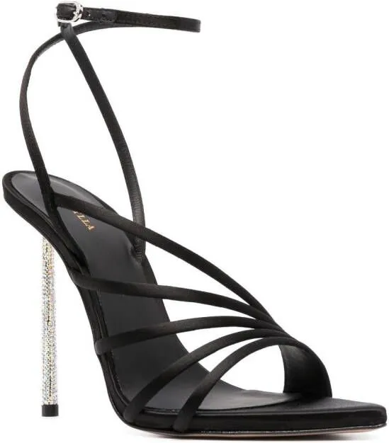 Le Silla 115mm glittered satin sandals Black