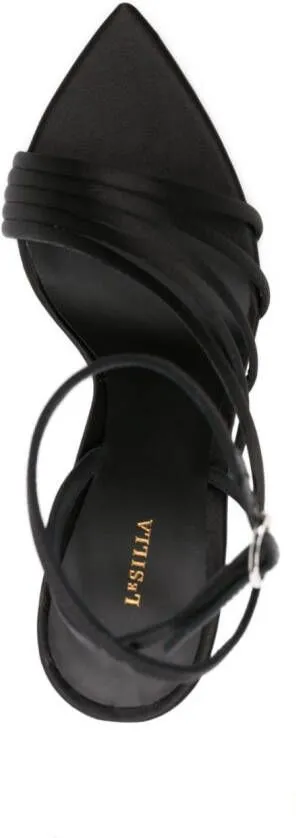 Le Silla 115mm glittered satin sandals Black