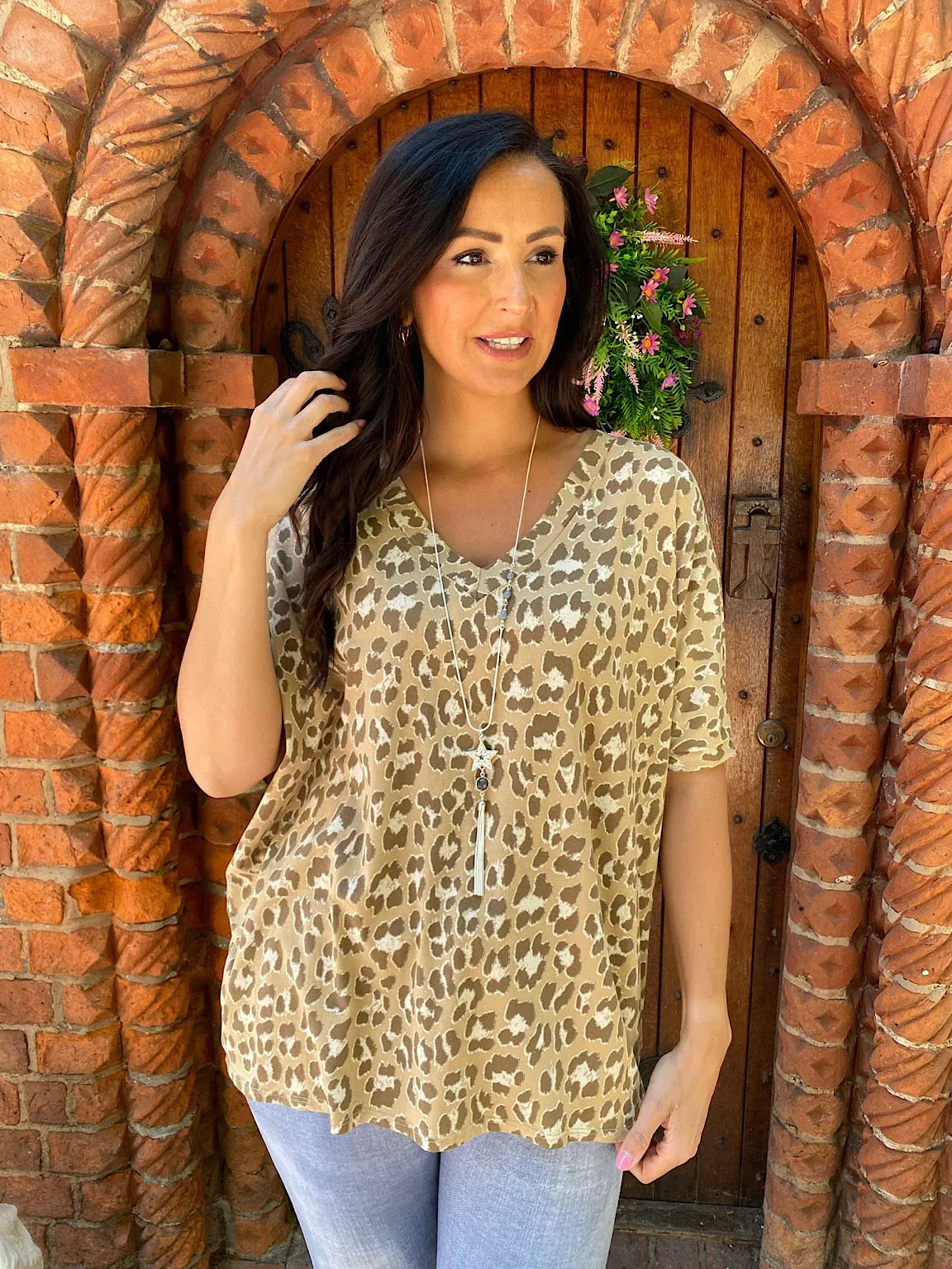 Leopard Print V Neck Top Trixie