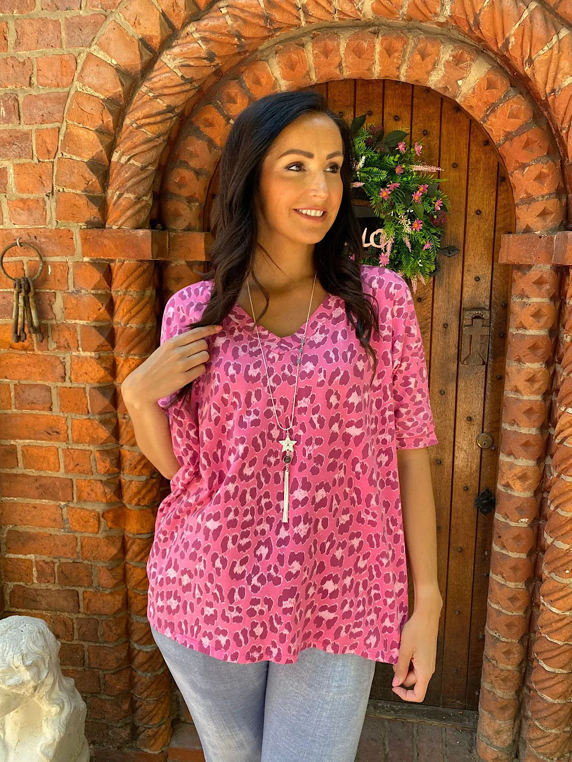 Leopard Print V Neck Top Trixie