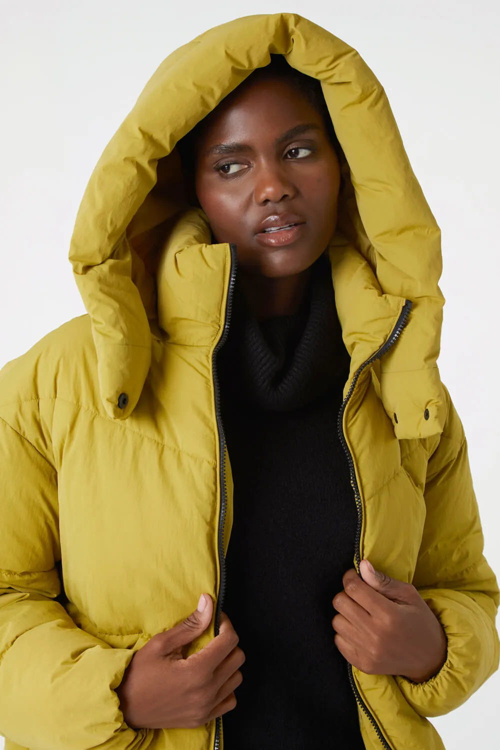 Lime Oversized Padded Hooded Coat | Roman UK