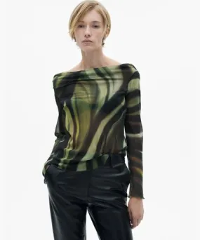 MANGO Women's Sheer Printed Blouse