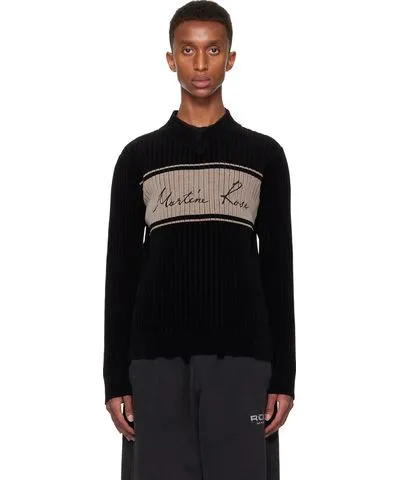 Martine Rose Black Chenille V-Neck Sweater