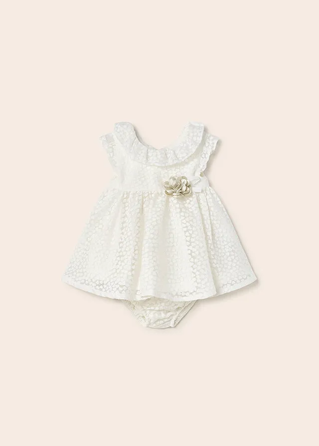 Mayoral Devore dress for newborn girl - Natural