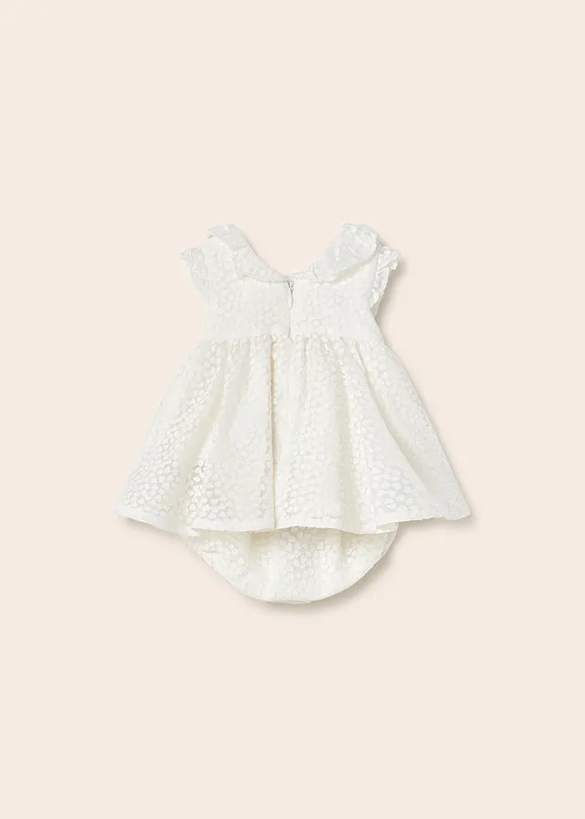 Mayoral Devore dress for newborn girl - Natural