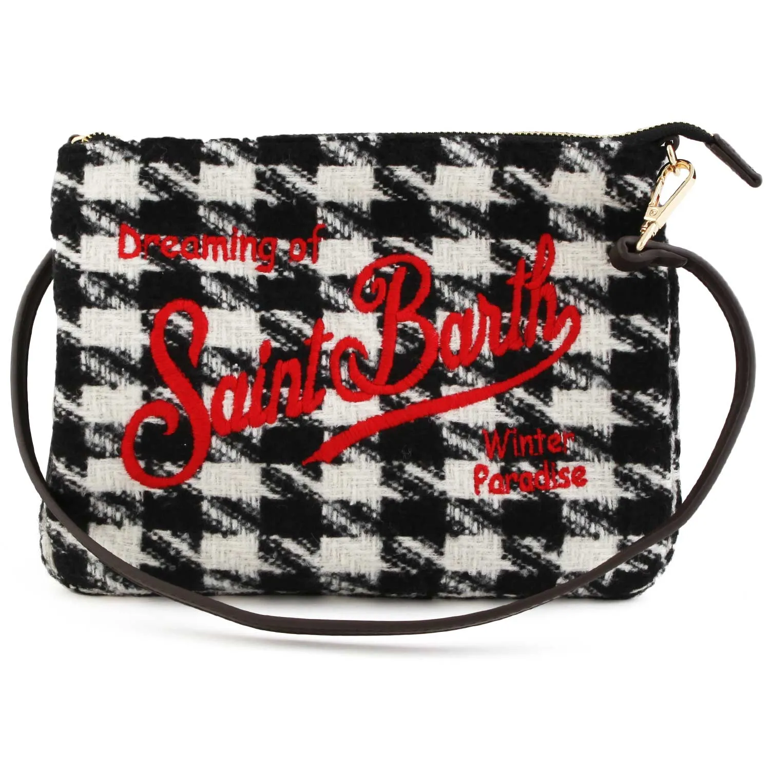 Mc2 Saint Barth Black-White Pied De Poule Parisienne Handbag