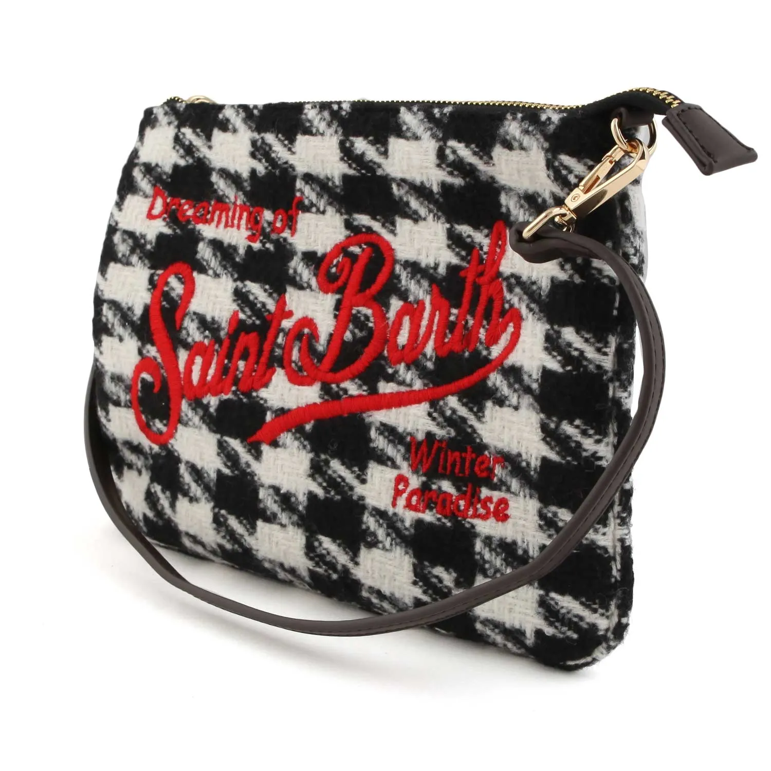 Mc2 Saint Barth Black-White Pied De Poule Parisienne Handbag