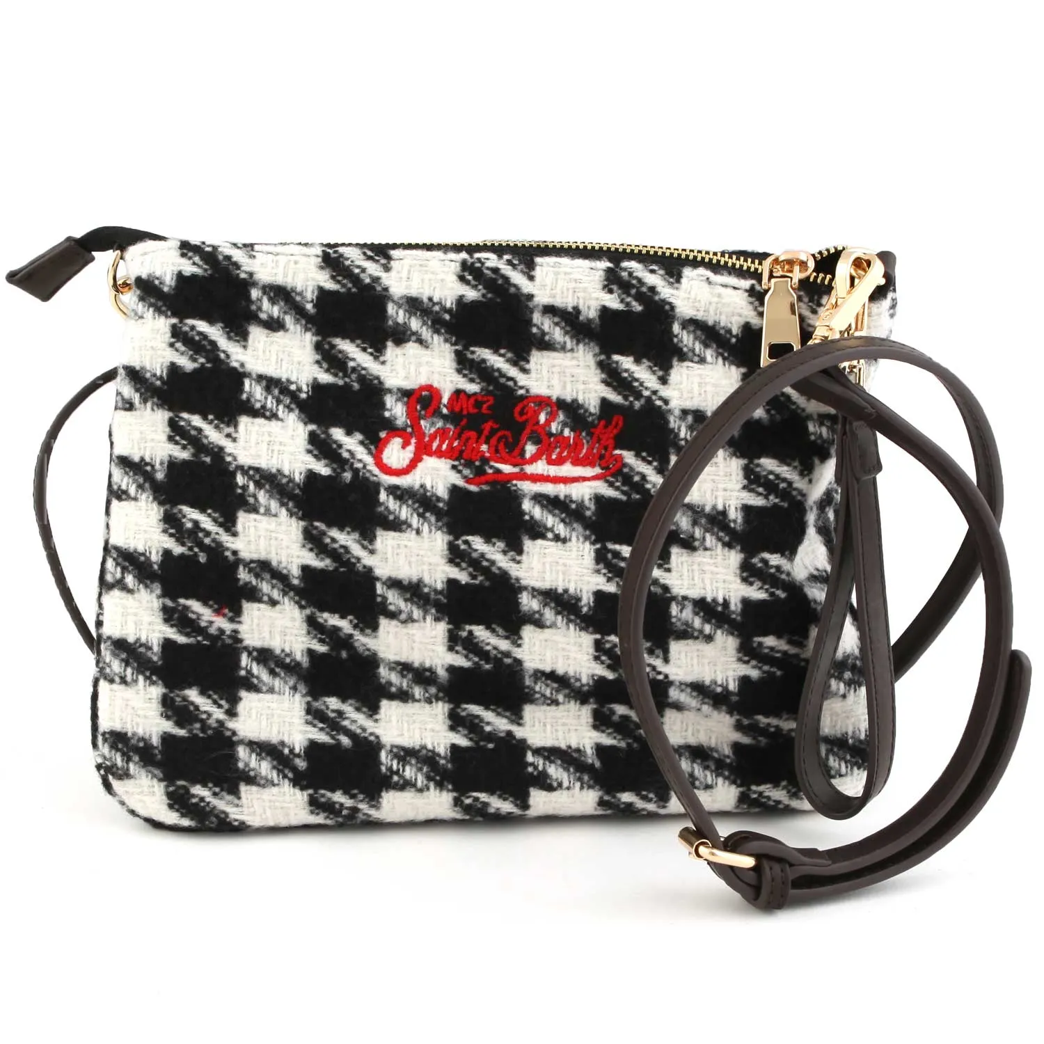 Mc2 Saint Barth Black-White Pied De Poule Parisienne Handbag