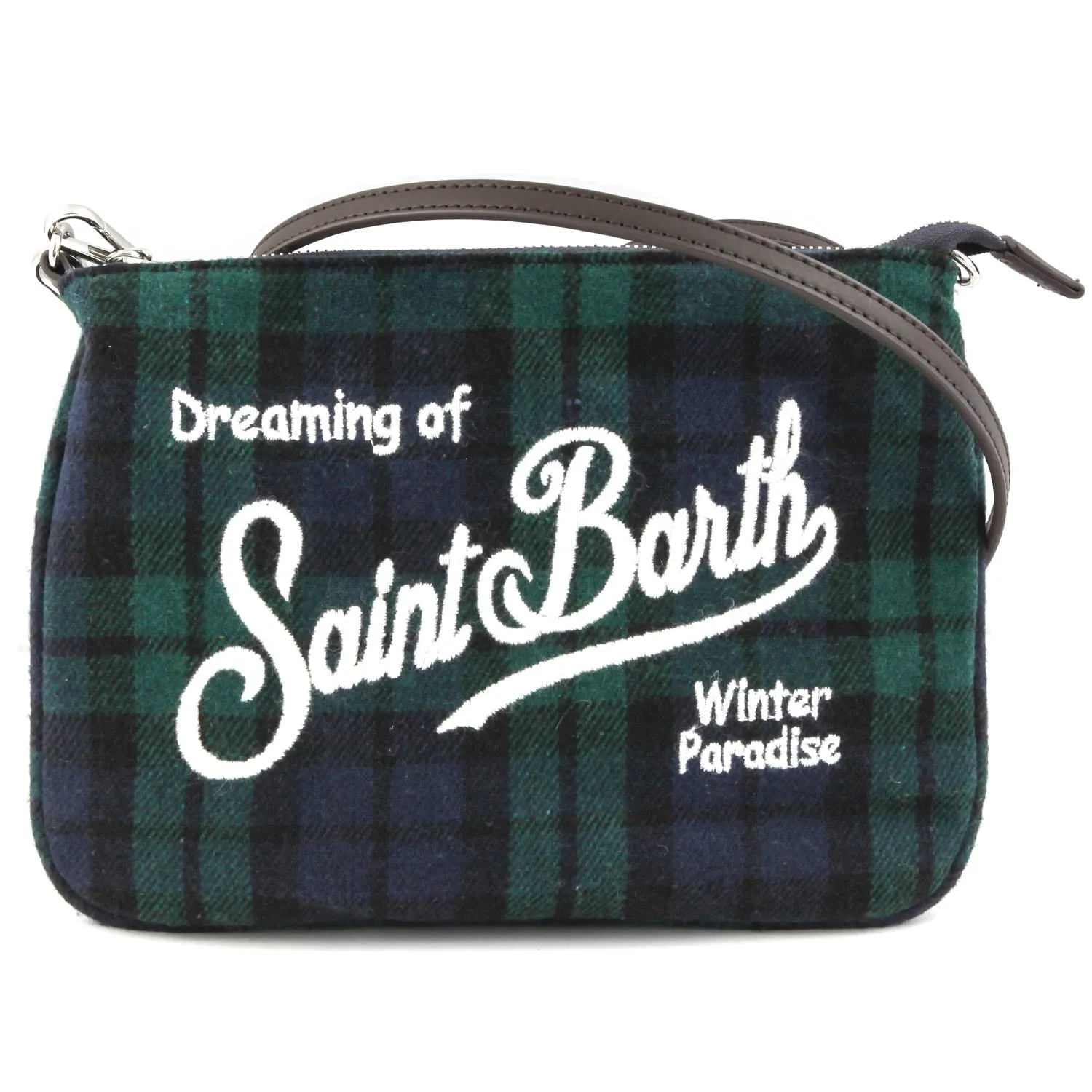 Mc2 Saint Barth Parisienne Blue And Green Tartan Handbag