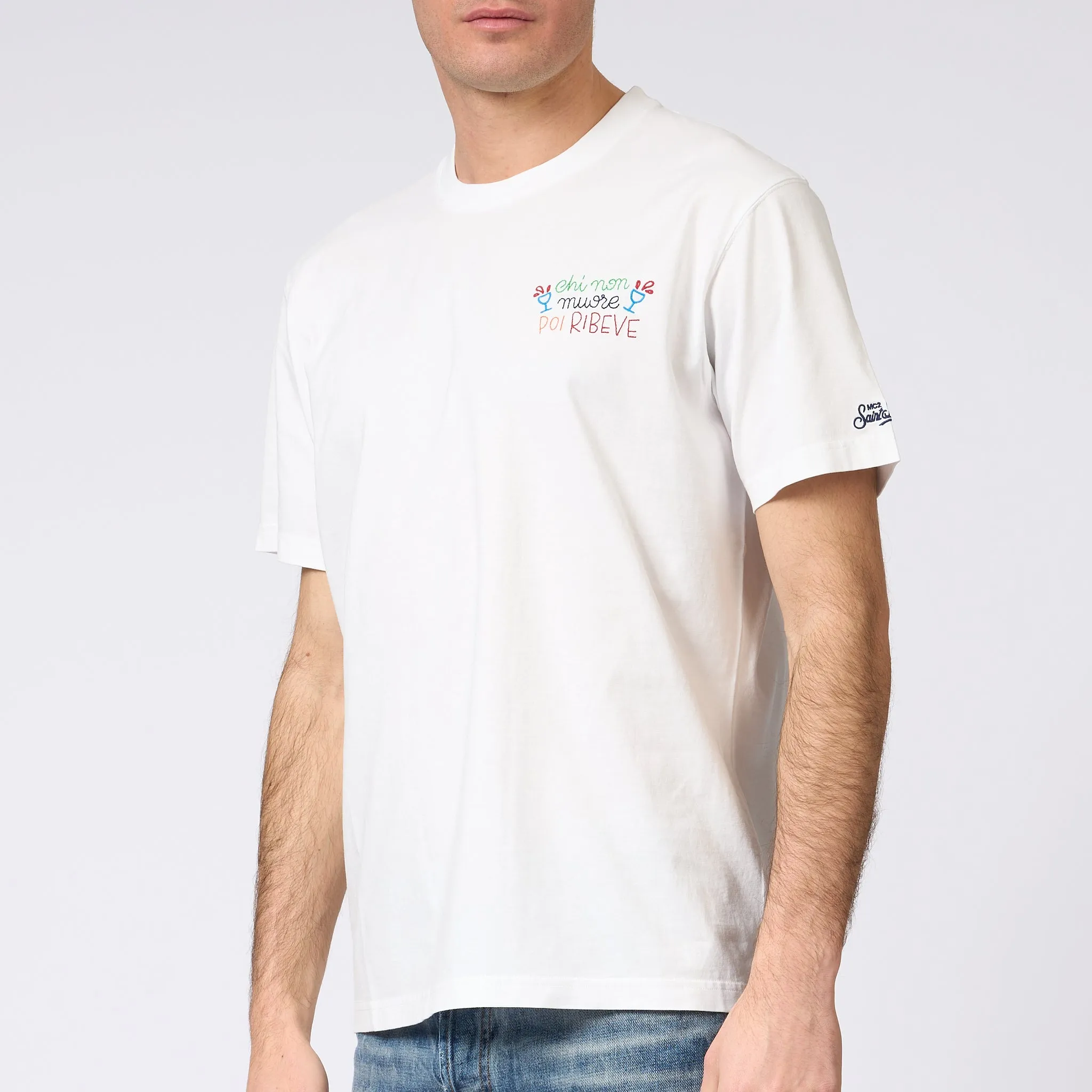 Mc2 Saint Barth T-shirt Poi Ribeve Bianco Uomo