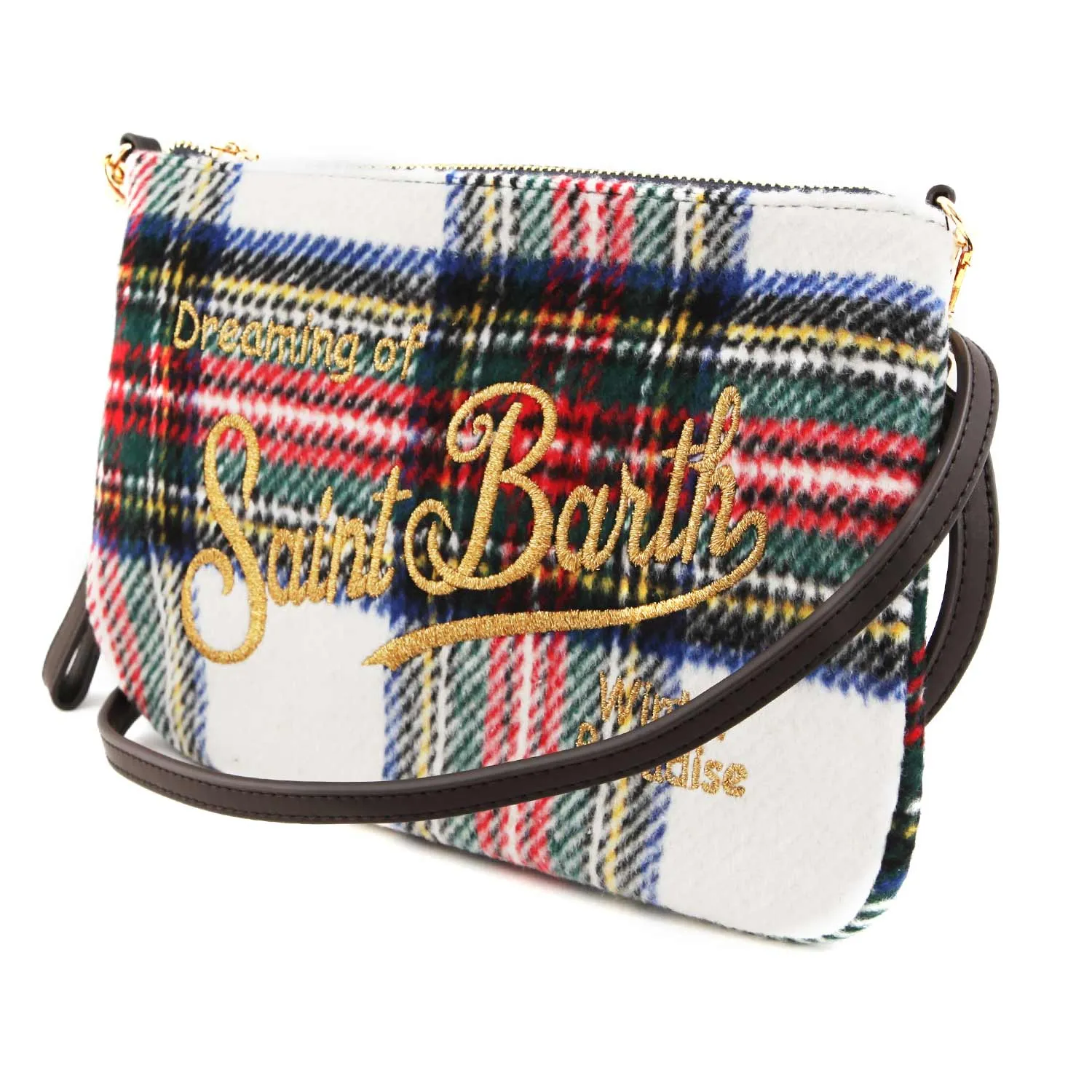 Mc2 Saint Barth White And Multicolor Parisienne Tartan Handbag